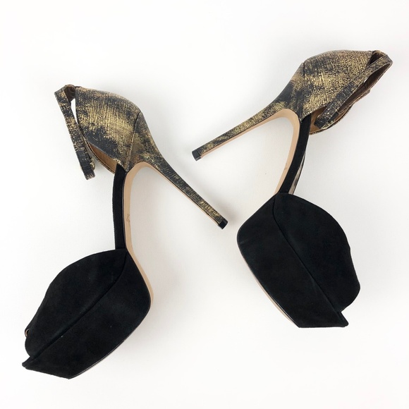 Sam Edelman 'Marina' Gold Flecked Peep-Toe Pump - Picture 8 of 16